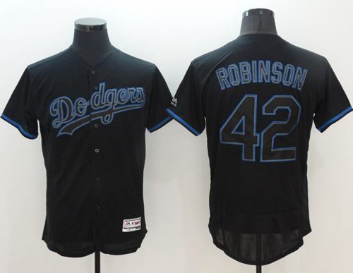Dodgers #42 Jackie Robinson Black Fashion Flexbase Authentic Collection Stitched MLB Jersey